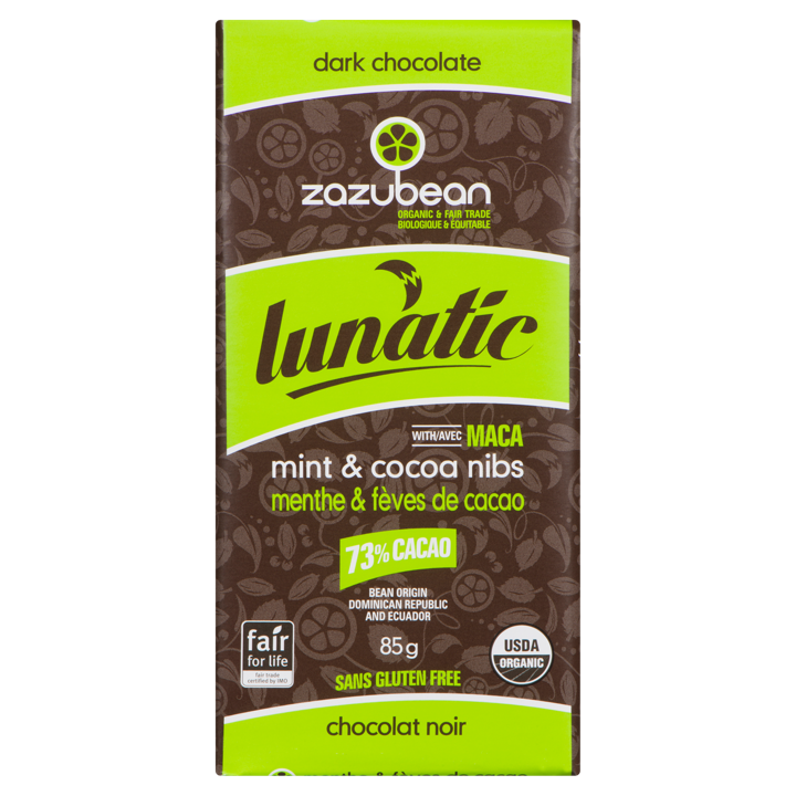 Chocolate Bar - Lunatic Mint &amp; Cocoa Nibs 73% Cacao