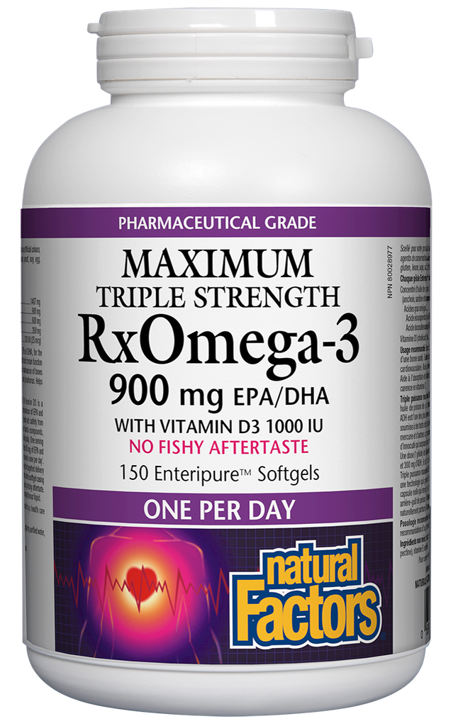 Maximum Triple Strength RxOmega-3 with Vitamin D3 - 1,000 IU D, 900 mg EPA/DHA