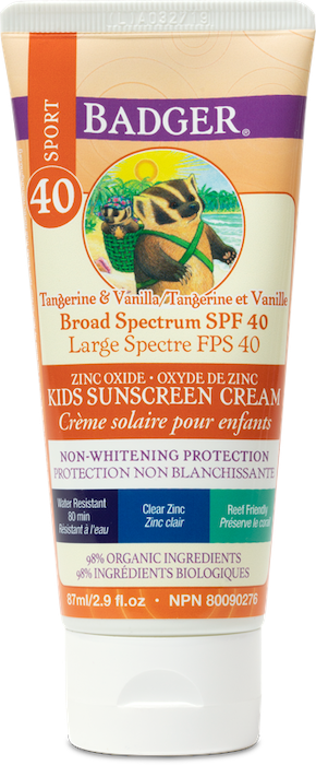 Kids Sunscreen Cream - Sport Clear Zinc SPF 40 Tangerine &amp; Vanilla