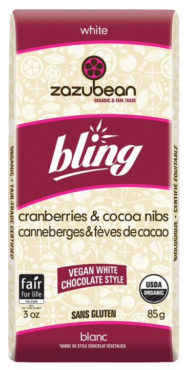 Chocolate Bar - Bling White Chocolate Cranberries &amp; Cocoa Nibs