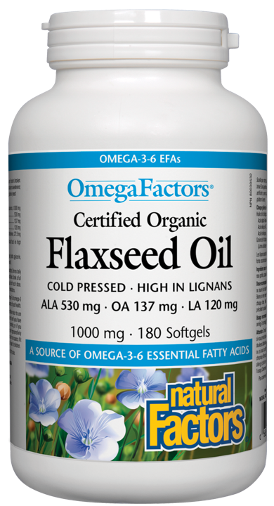OmegaFactors Certified Organic Flaxseed Oil - 1,000 mg