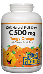 [10007214] 100% Natural Fruit Chew C - Tangy Orange 500 mg - 180 chews