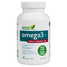 [10181001] Omega3+ Triple Strength + D3 - 647 mg EPA, 253 mg DHA, 1,000 IU Vitamin D3 - 60 soft gels
