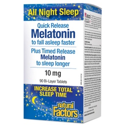 [11074453] Melatonin Quick Release Plus Timed Release 10 mg Bi-Layer Tablets - 90 Tablets