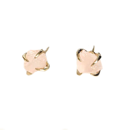 [11094632] Pink Quartz Earrings Gold
