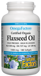 [10007307] OmegaFactors Certified Organic Flaxseed Oil - 1,000 mg