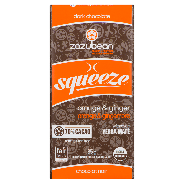 Chocolate Bar - Squeeze Orange &amp; Ginger with Turmeric 70% Cacao