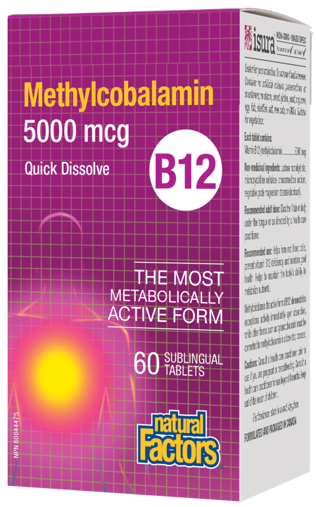B12 Methylcobalamin - 5,000 mcg - 60 tablets