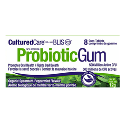 [10007073] Cultured Care Probiotic Gum - 8 Gum Tablets