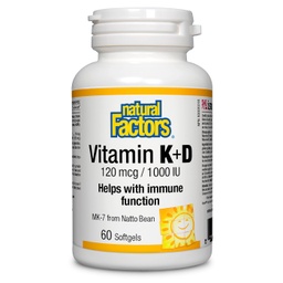 [10007208] Vitamin K &amp; D 120 mcg &amp; 1000 IU - 60 soft gels